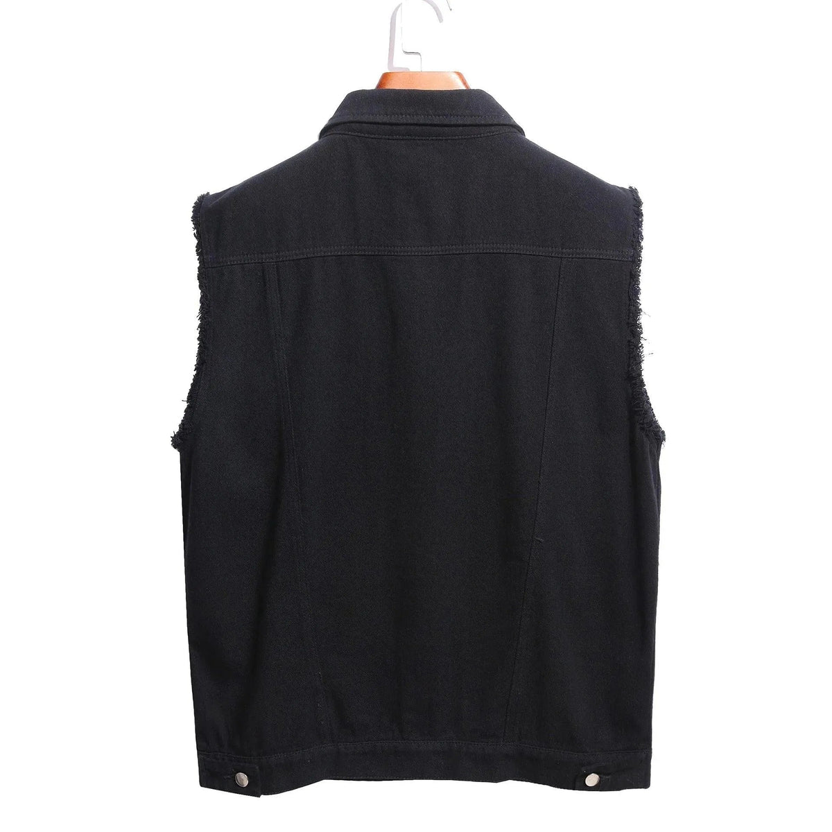 Gilet en jean pour homme sans manches – Denim effet vintage avec détails effilochés