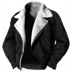 Giacca Biker Uomo in Camoscio con Fodera in Pelliccia Sintetica – Stile Vintage e Calore Invernale