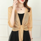Coprispalle Donna Corto in Chiffon Trasparente con Fiocco