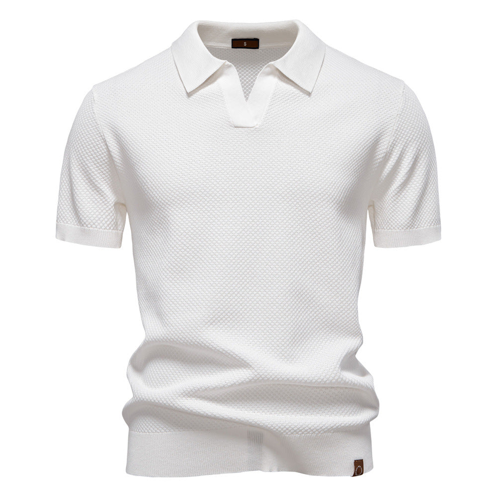 Polo Uomo in Maglia Waffle a Maniche Corte