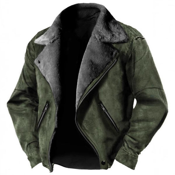 Giacca Biker Uomo in Camoscio con Fodera in Pelliccia Sintetica – Stile Vintage e Calore Invernale