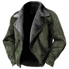 Giacca Biker Uomo in Camoscio con Fodera in Pelliccia Sintetica – Stile Vintage e Calore Invernale