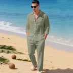 Completo Uomo in Lino con Camicia e Pantaloni Coordinati