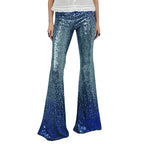 Pantalon femme taille haute à paillettes – Modèle évasé élégant et scintillant pour les fêtes
