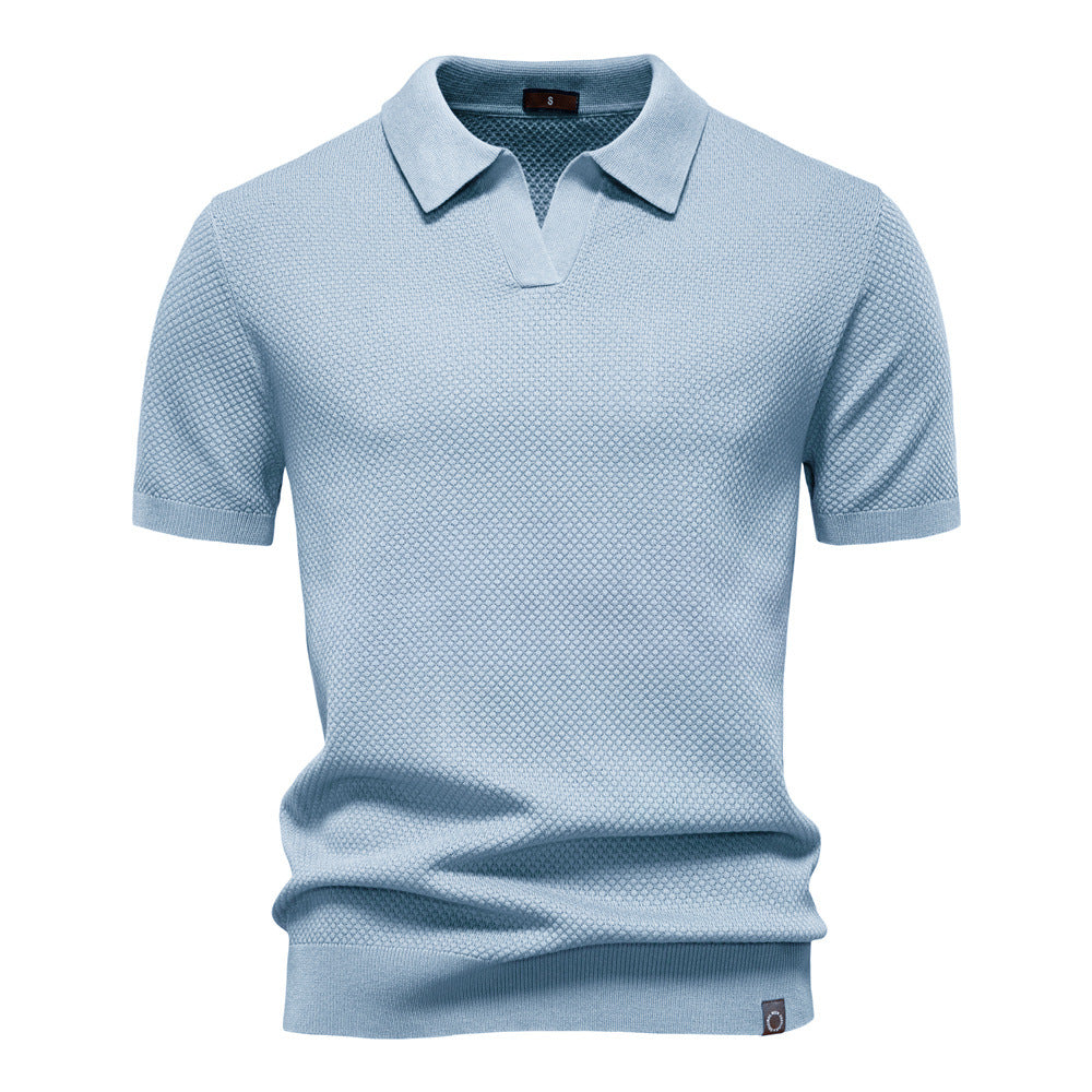 Polo Uomo in Maglia Waffle a Maniche Corte