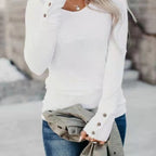 Top Donna Slim Fit con Scollo a V e Dettagli con Bottoni