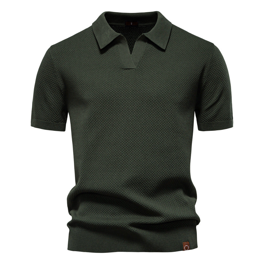 Polo Uomo in Maglia Waffle a Maniche Corte