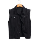 Chaleco vaquero de hombre sin mangas – Denim efecto vintage con detalles deshilachados