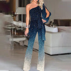 Combinaison femme asymétrique à pantalon large