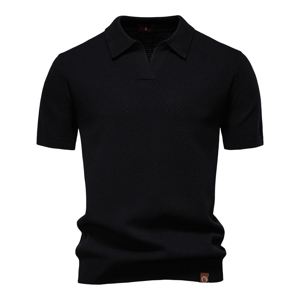Polo Uomo in Maglia Waffle a Maniche Corte