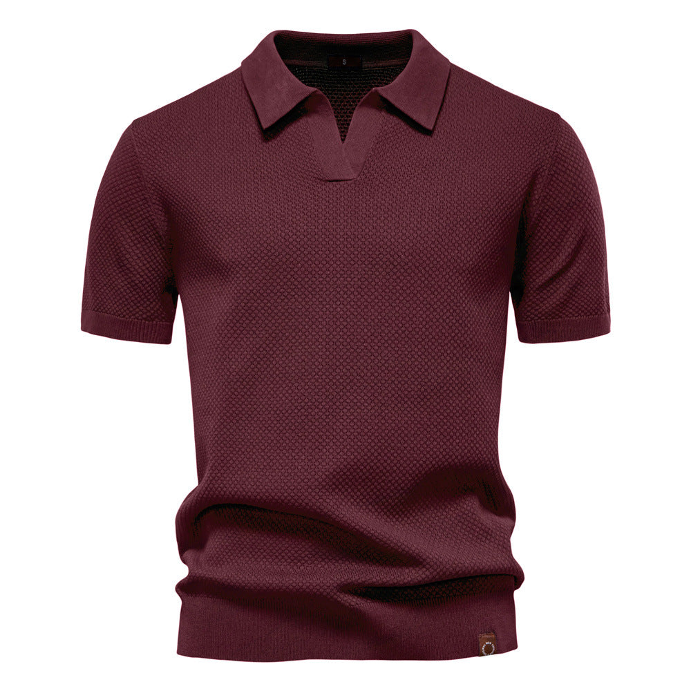 Polo Uomo in Maglia Waffle a Maniche Corte