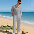 Completo Uomo in Lino con Camicia e Pantaloni Coordinati