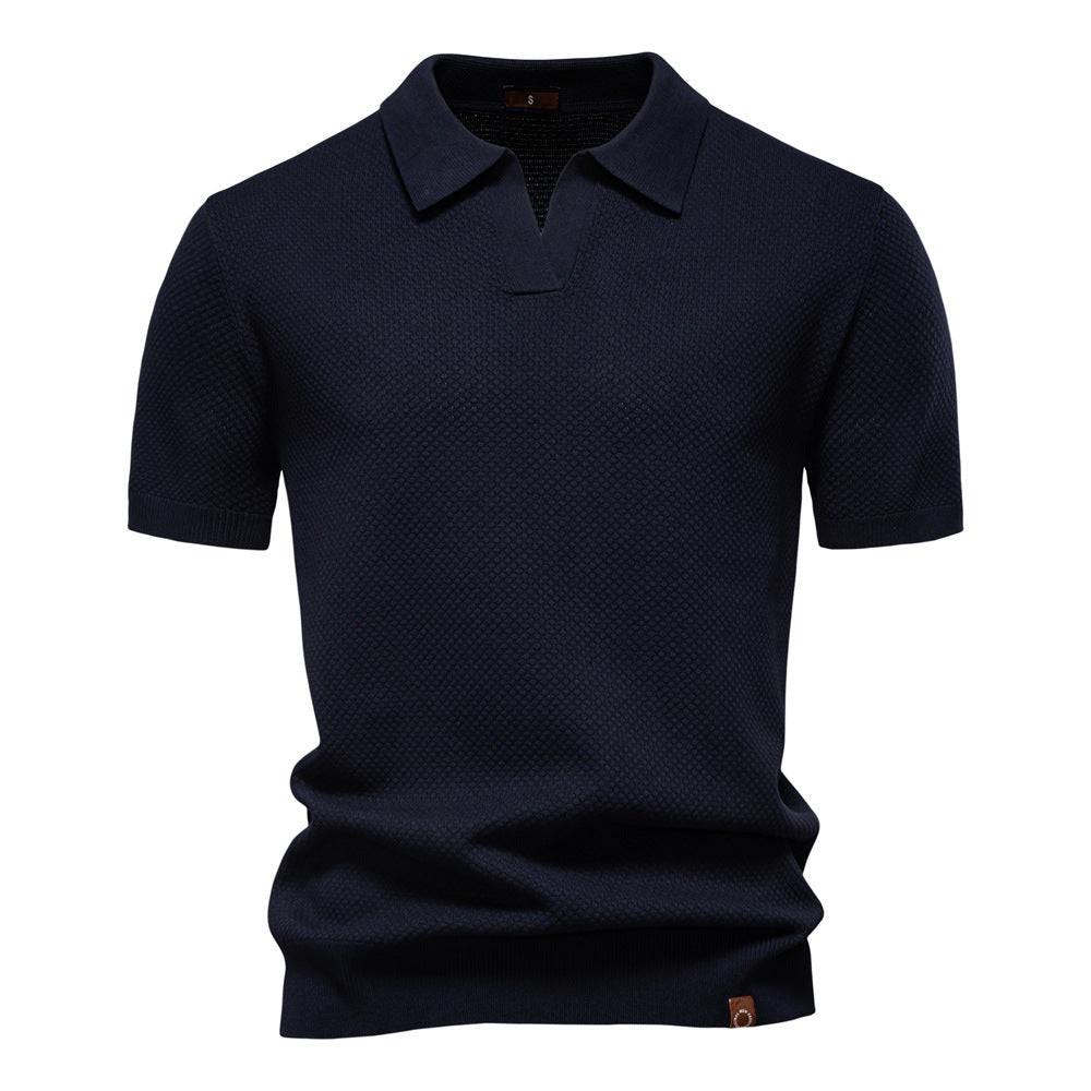 Polo Uomo in Maglia Waffle a Maniche Corte