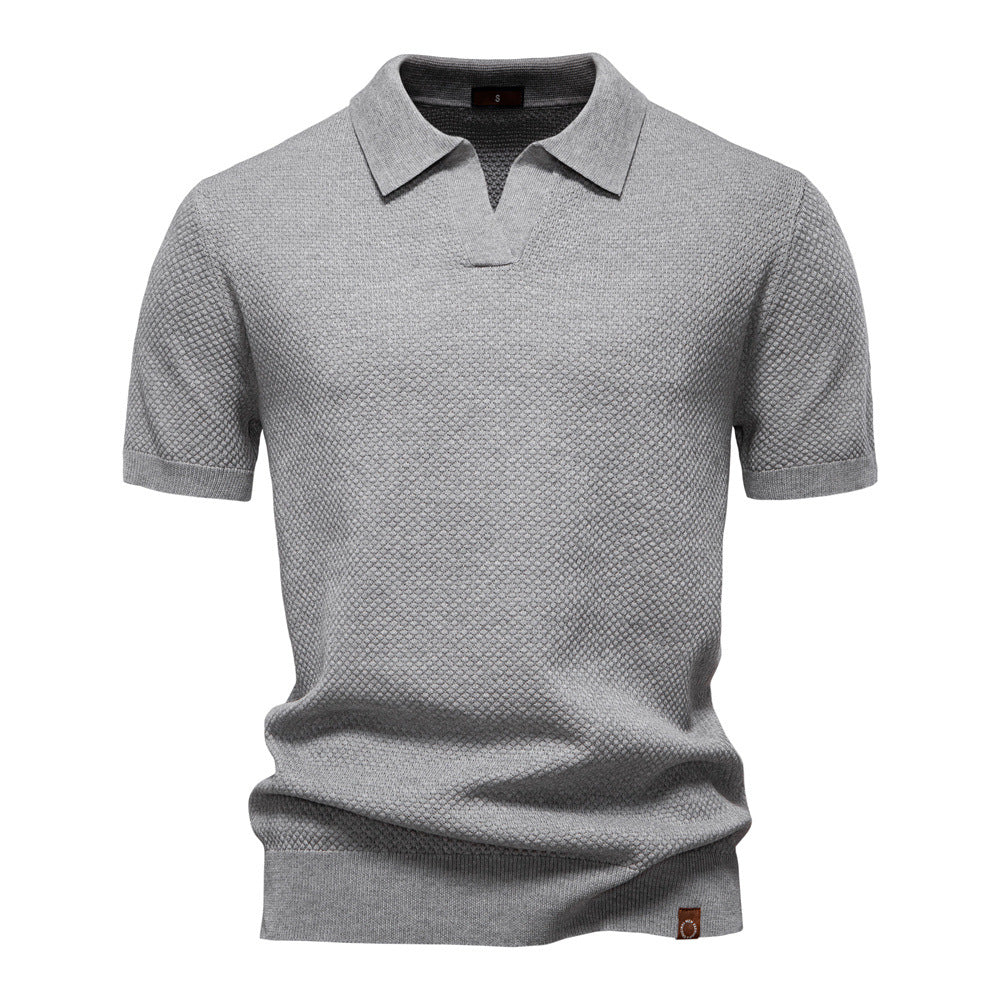 Polo Uomo in Maglia Waffle a Maniche Corte