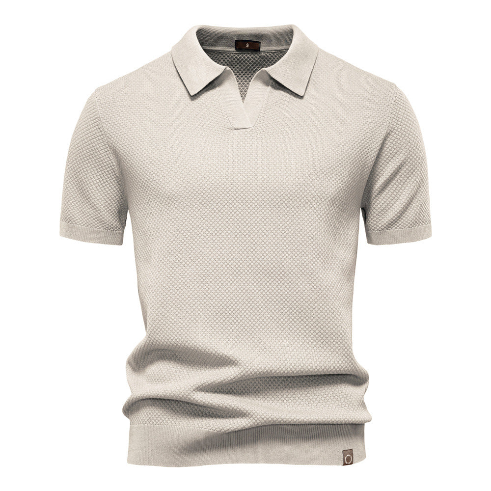 Polo Uomo in Maglia Waffle a Maniche Corte