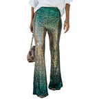 Pantalon femme taille haute à paillettes – Modèle évasé élégant et scintillant pour les fêtes
