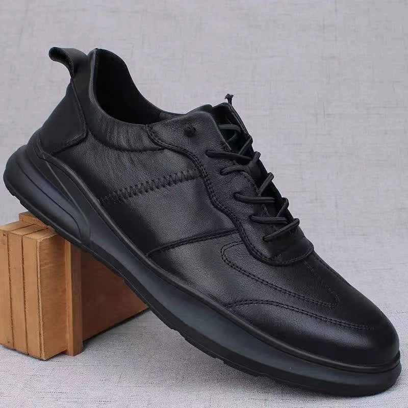 Zapatillas casuales para hombre con cordones y paneles cosidos – zapatos bajos elegantes de diseño minimalista