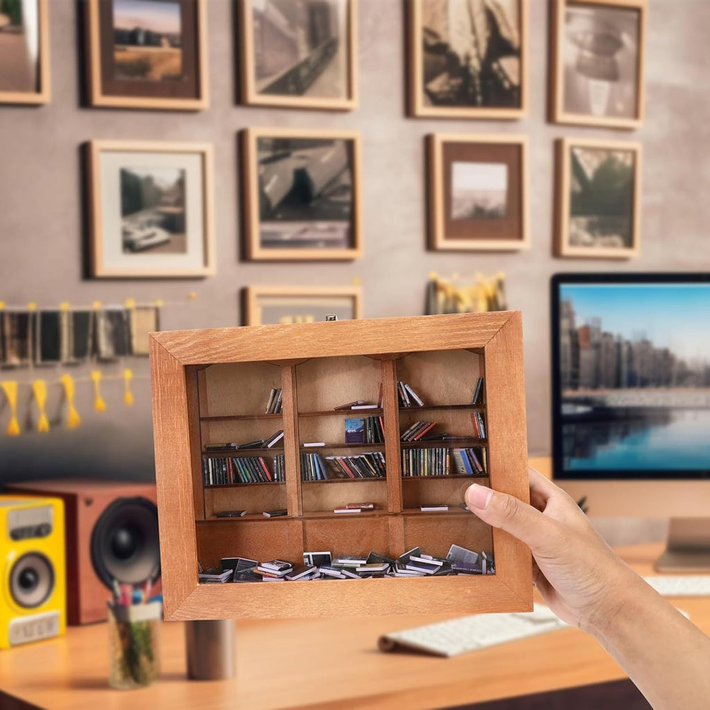 ANFINITE AnxietyBookshelf Libreria Miniaturizzata Fatta a Mano in Legno