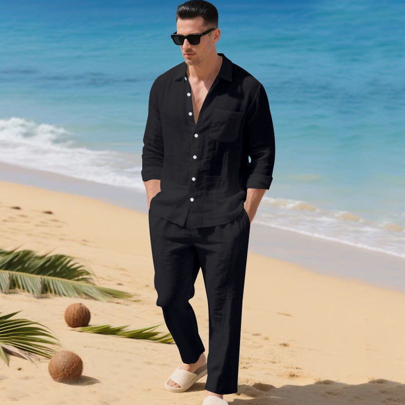 Completo Uomo in Lino con Camicia e Pantaloni Coordinati