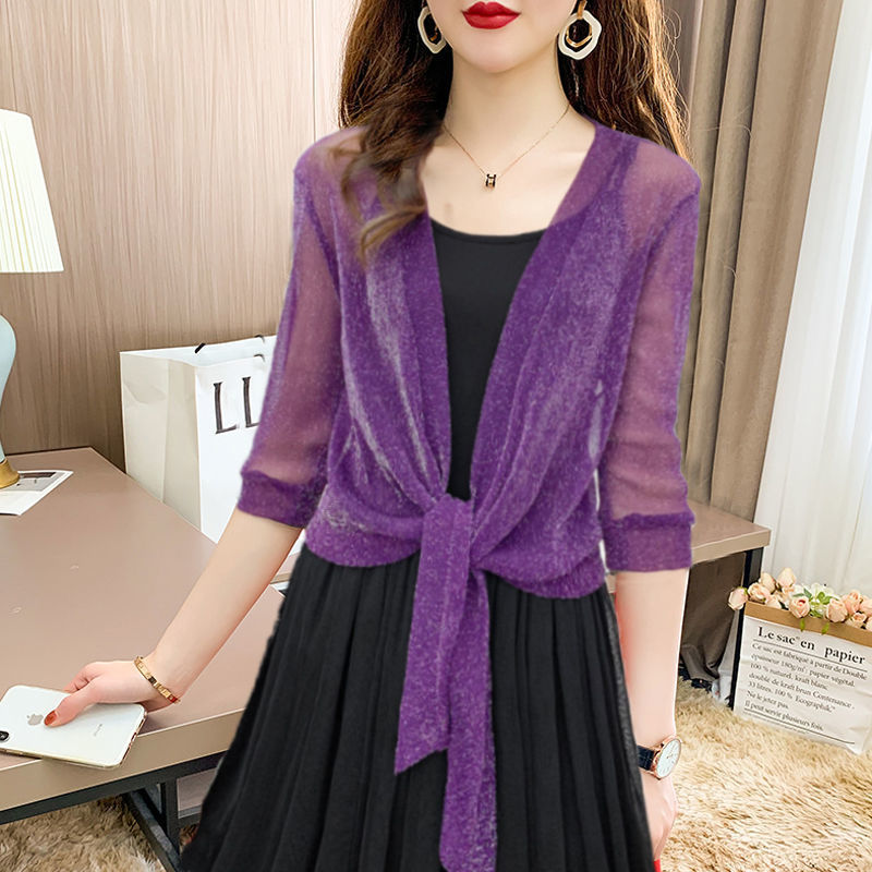 Coprispalle Donna Corto in Chiffon Trasparente con Fiocco