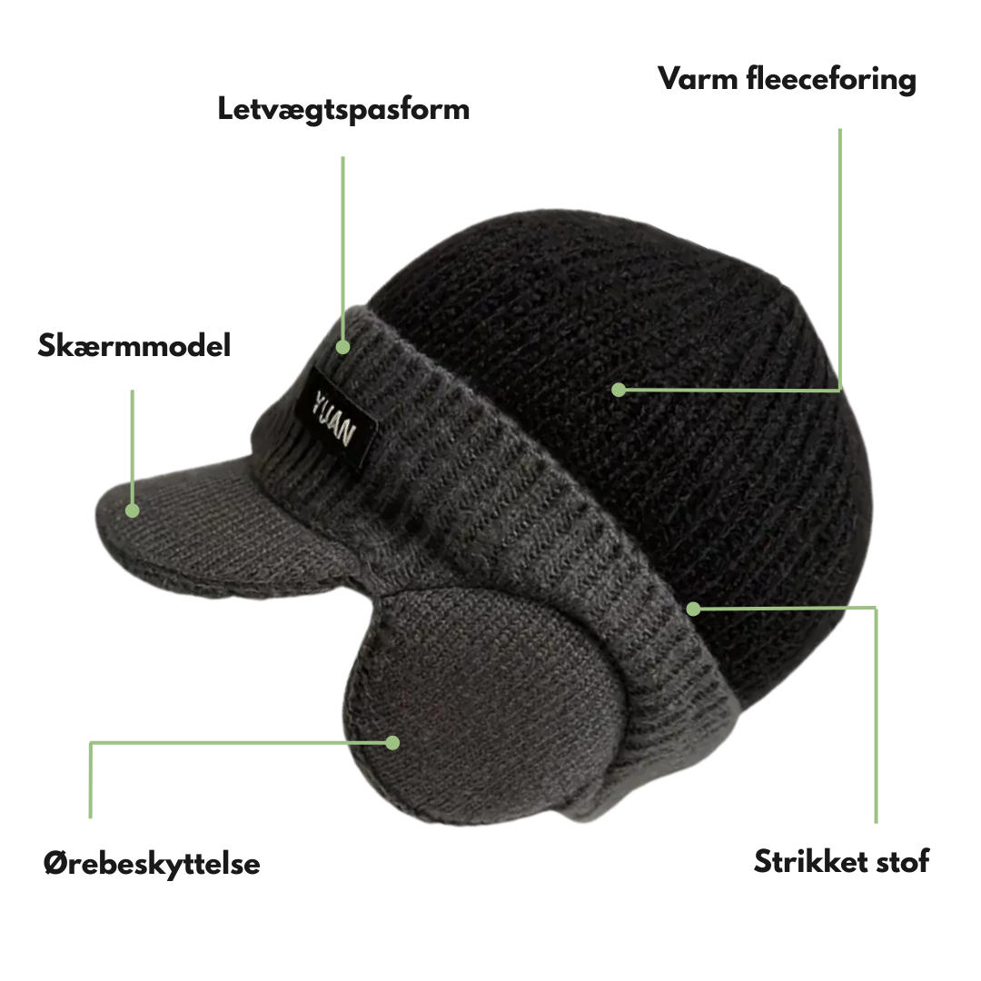 Vinterstrikket Lue – Isolerende Fleece med Ørebeskyttelse