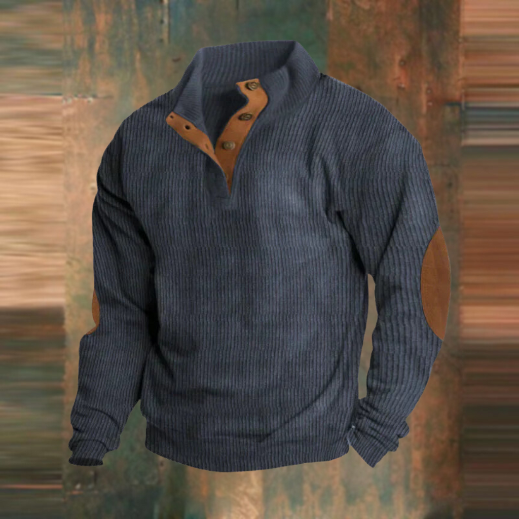 Maglione Uomo a Costine con Colletto a Bottoni