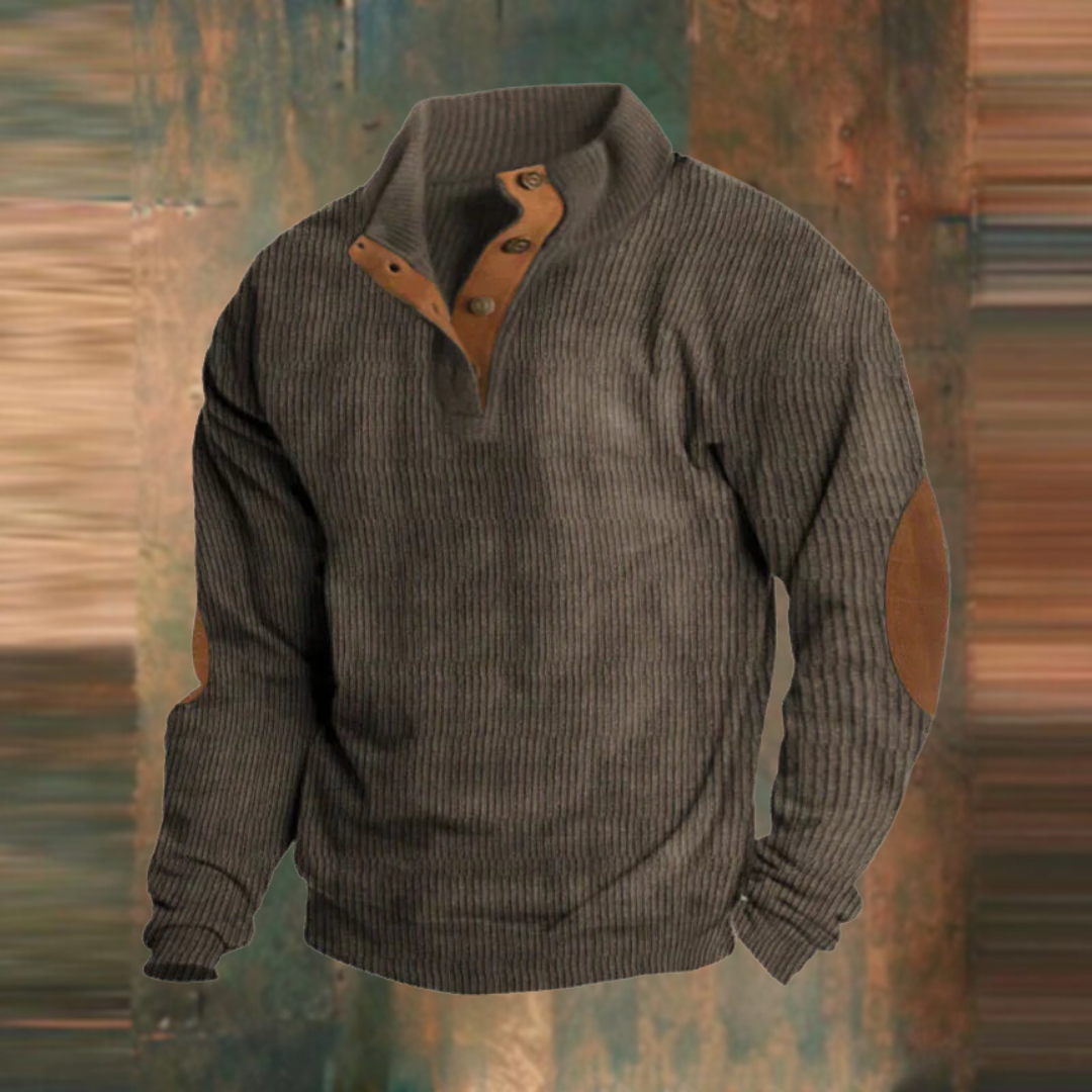 Maglione Uomo a Costine con Colletto a Bottoni