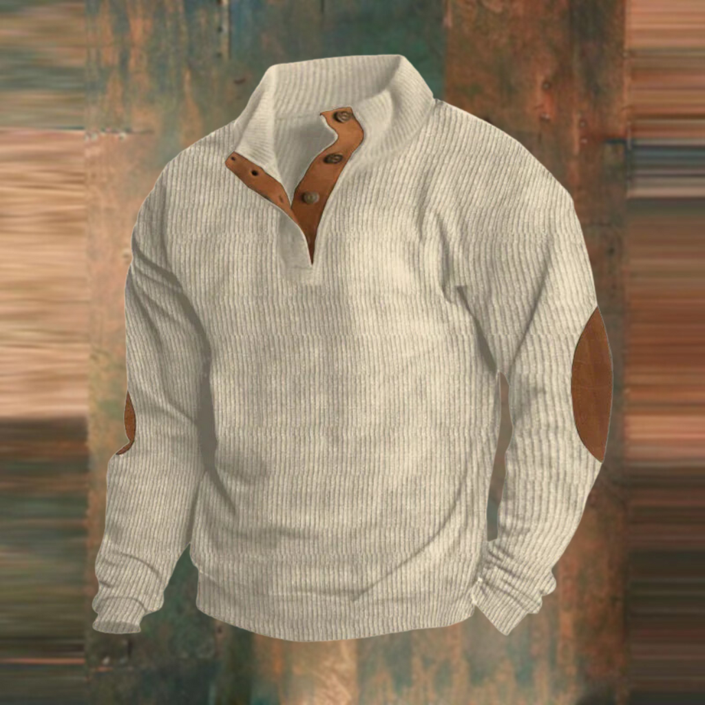 Maglione Uomo a Costine con Colletto a Bottoni