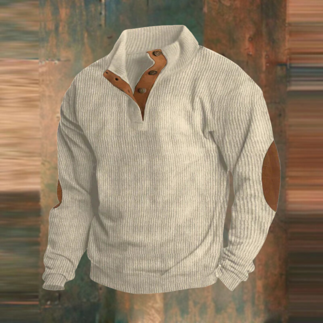 Maglione Uomo a Costine con Colletto a Bottoni