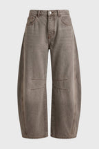 Jeans balloon oversize para mujer - pernera ancha con costuras decorativas