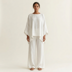 Conjunto de dos piezas para mujer con pantalones de pierna ancha