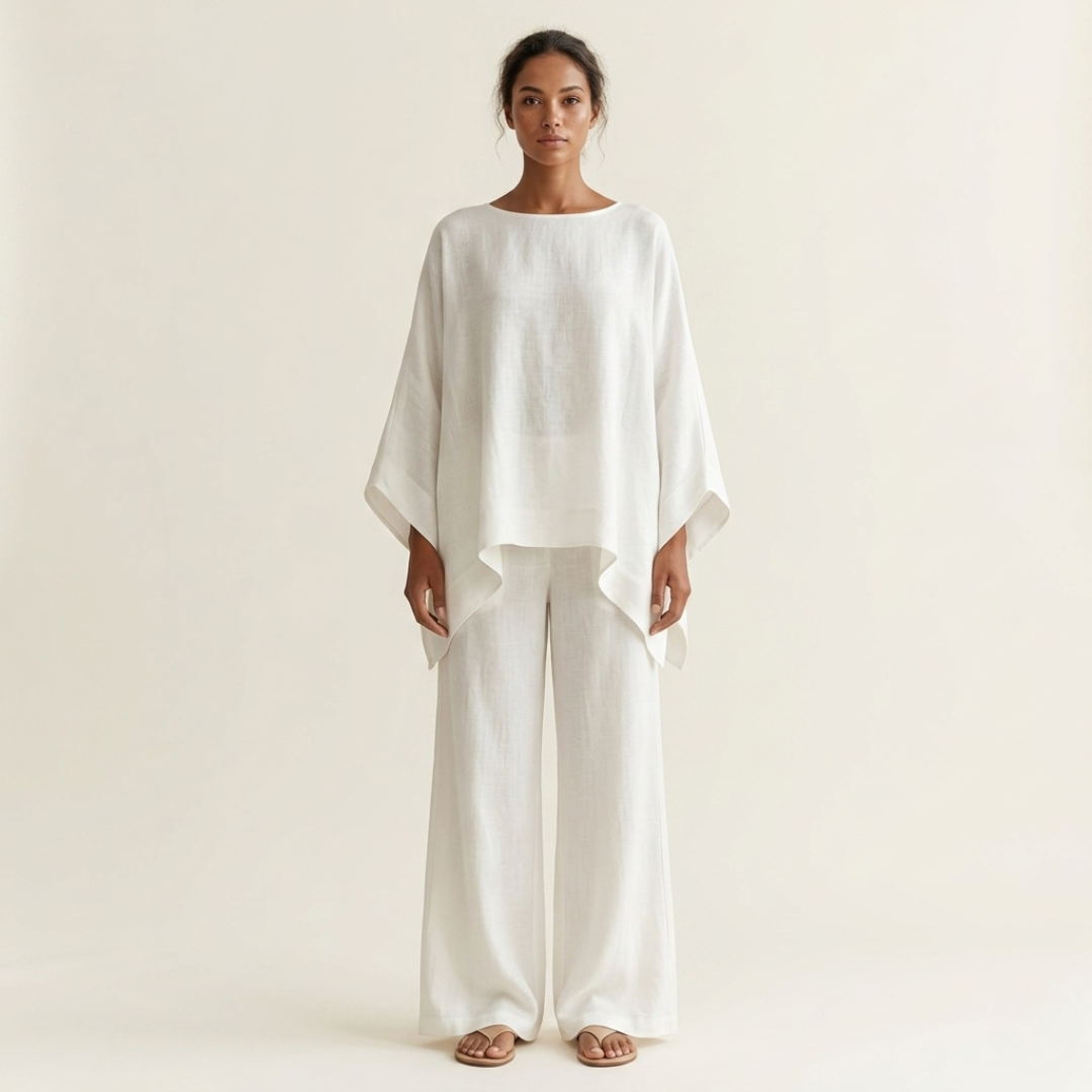 Conjunto de dos piezas para mujer con pantalones de pierna ancha
