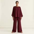 Conjunto de dos piezas para mujer con pantalones de pierna ancha