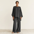 Conjunto de dos piezas para mujer con pantalones de pierna ancha