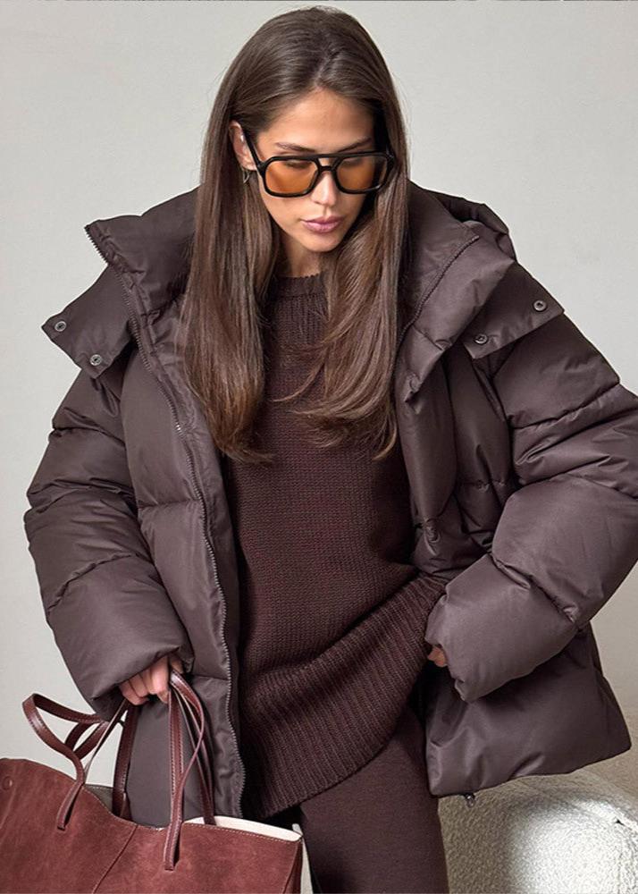 Piumino Donna Oversize con Cappuccio Rimovibile