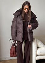 Piumino Donna Oversize con Cappuccio Rimovibile