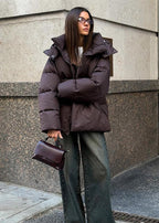 Piumino Donna Oversize con Cappuccio Rimovibile