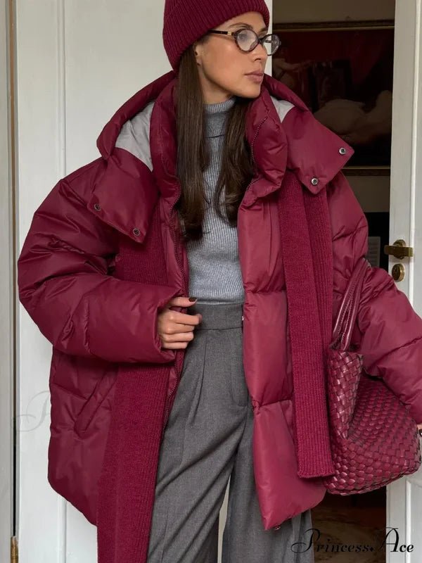 Piumino Donna Oversize con Cappuccio Rimovibile