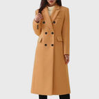 Cappotto Lungo Donna in Lana Doppiopetto dal Taglio Sagomato