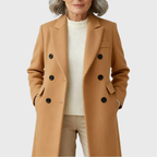 Cappotto Lungo Donna in Lana Doppiopetto dal Taglio Sagomato