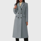 Cappotto Lungo Donna in Lana Doppiopetto dal Taglio Sagomato