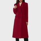 Cappotto Lungo Donna in Lana Doppiopetto dal Taglio Sagomato