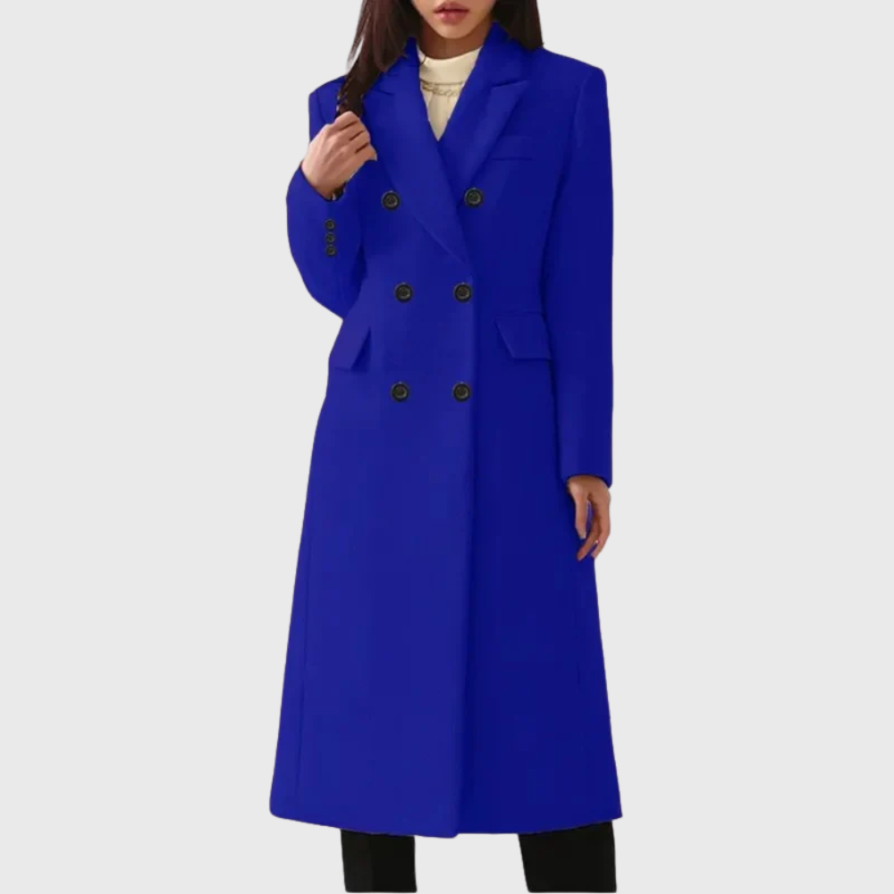 Cappotto Lungo Donna in Lana Doppiopetto dal Taglio Sagomato