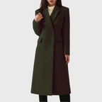 Cappotto Lungo Donna in Lana Doppiopetto dal Taglio Sagomato