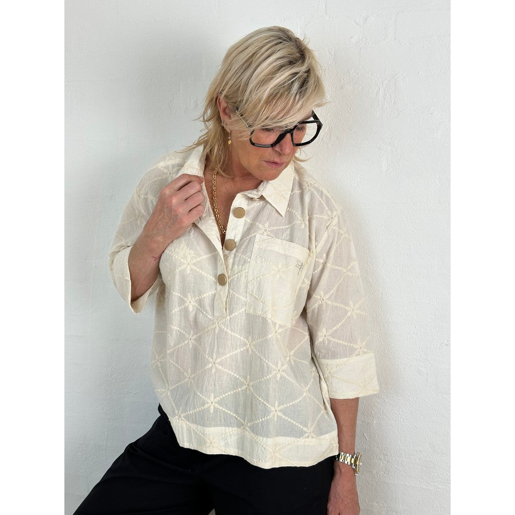 Broderi Skjorte Dame Anglaise Silhuet Elegance