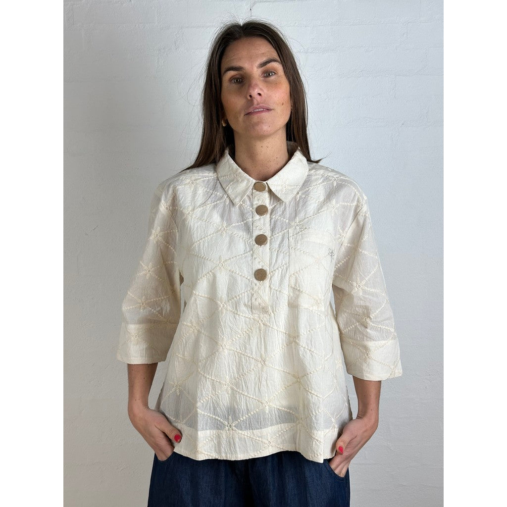 Broderi Skjorte Dame Anglaise Silhuet Elegance