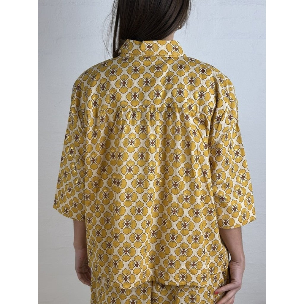 Blusa Donna Stampa Floreale Silhouette Grafica