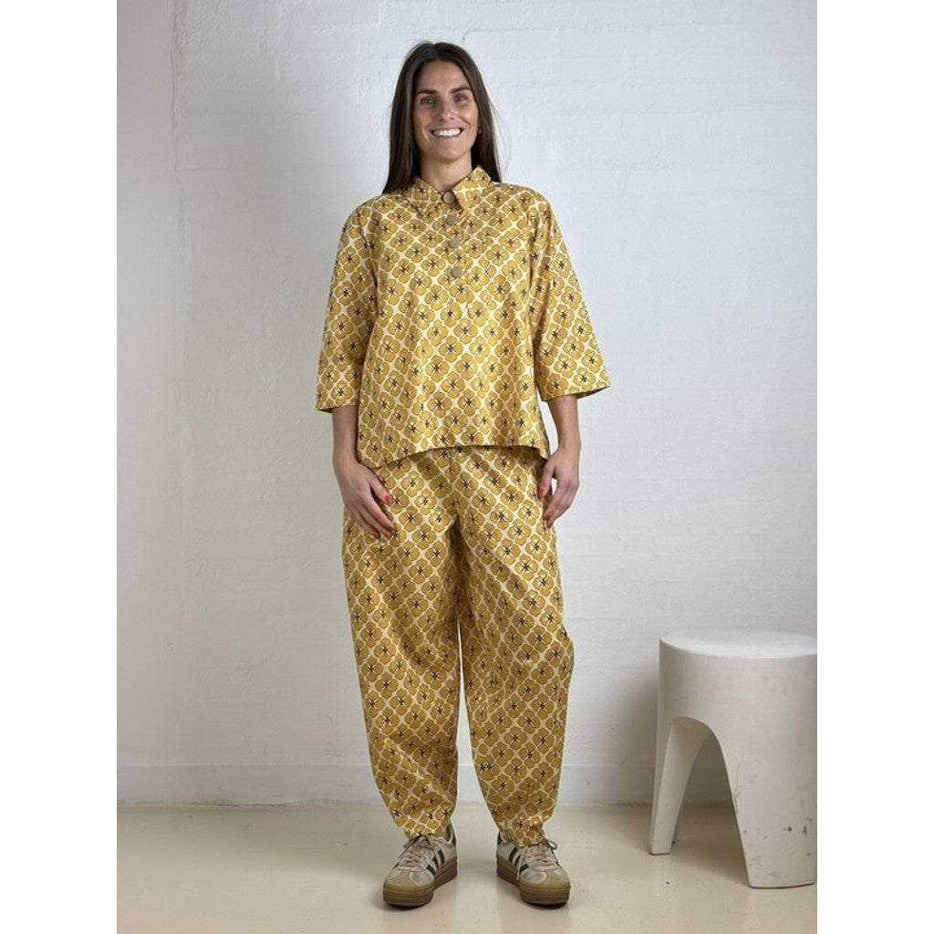 Bluse Dame Blomsterprint Grafisk Silhuet
