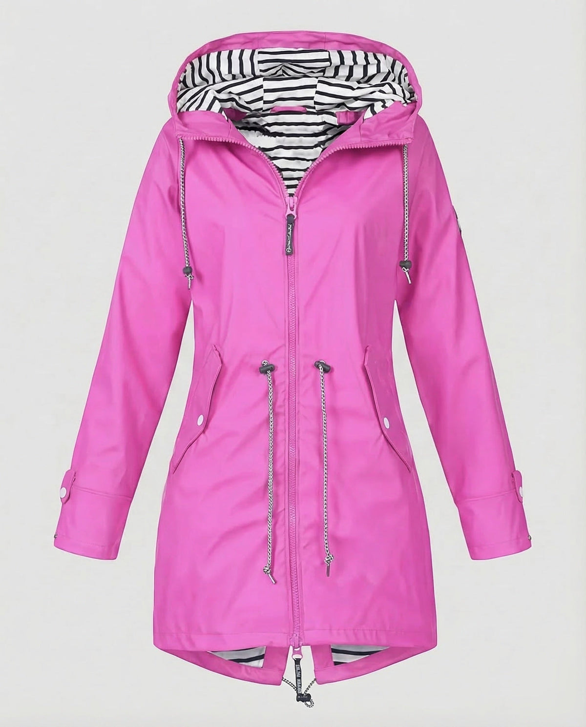 Parka ligera para mujer con capucha y cordón ajustable en la cintura - abrigo largo con cremallera para primavera y otoño