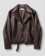 Veste biker pour femme en similicuir avec fermeture éclair asymétrique – Modèle oversize court et moderne